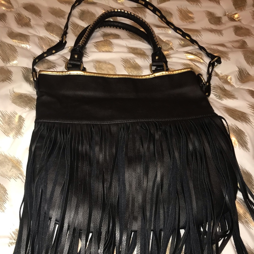 Black fringed bag brand new no tags